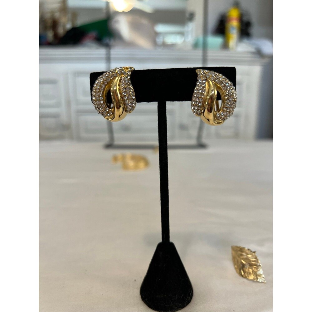 Christian Dior gold and rhinestone earrings #284